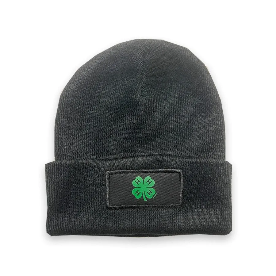 4-H Black Knit Beanie with Patch