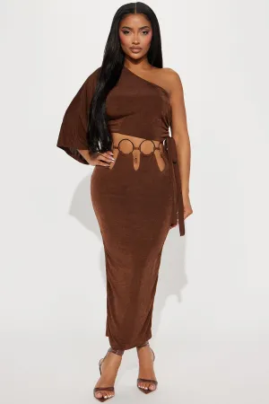 Acting Single Slinky Skirt Set - Brown