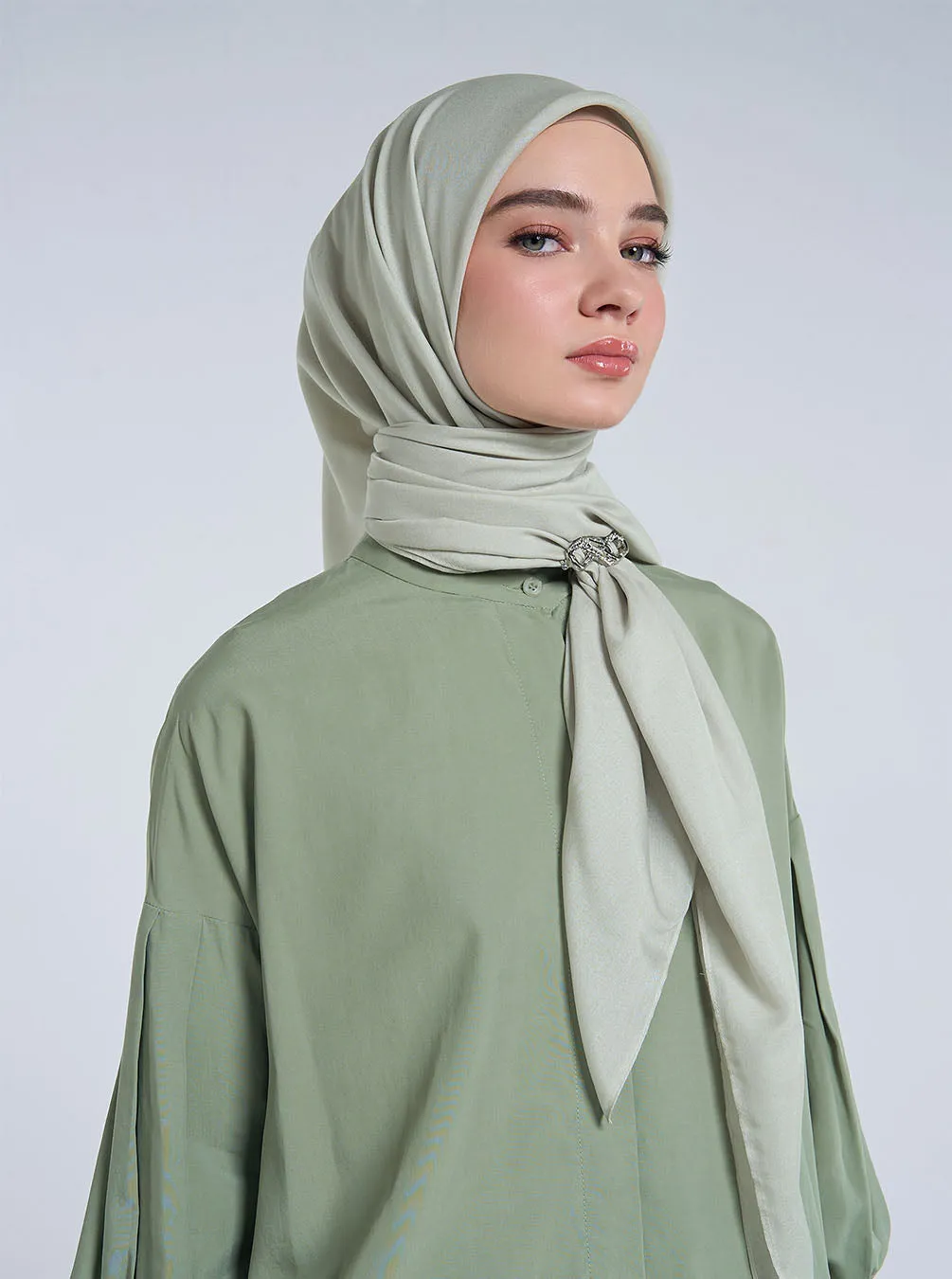 AIRY VOILE SCARF PLAIN SHEER GREEN