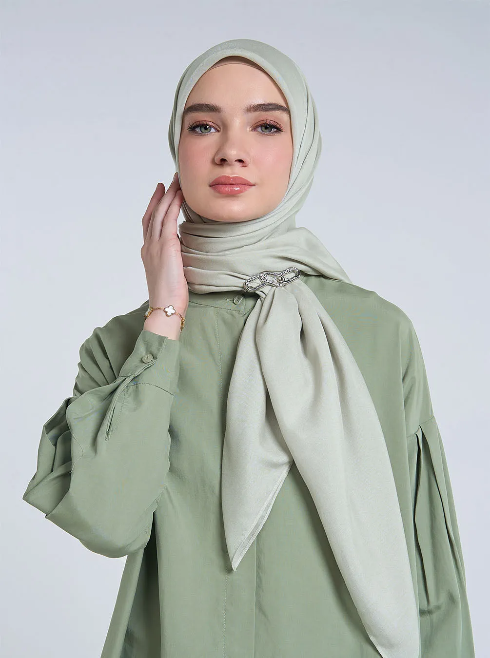 AIRY VOILE SCARF PLAIN SHEER GREEN