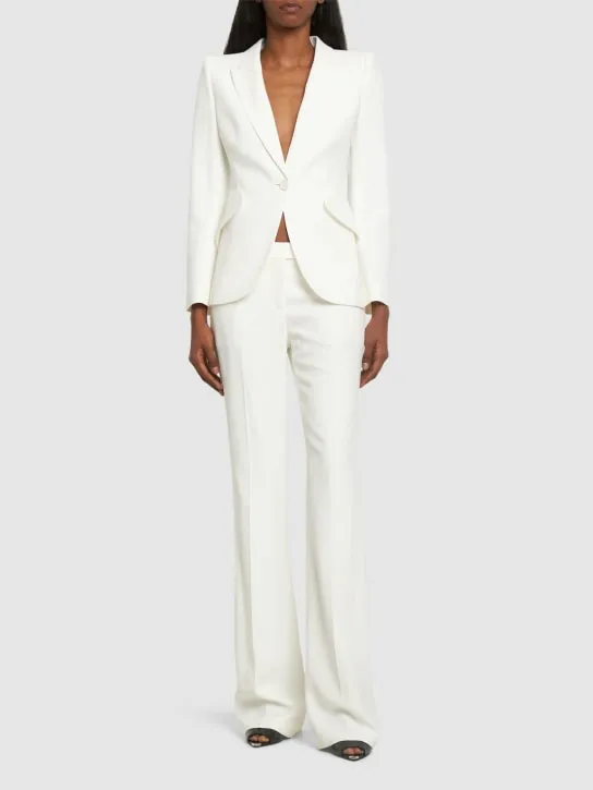 Alexander McQueen   Viscose blend crepe one button blazer 