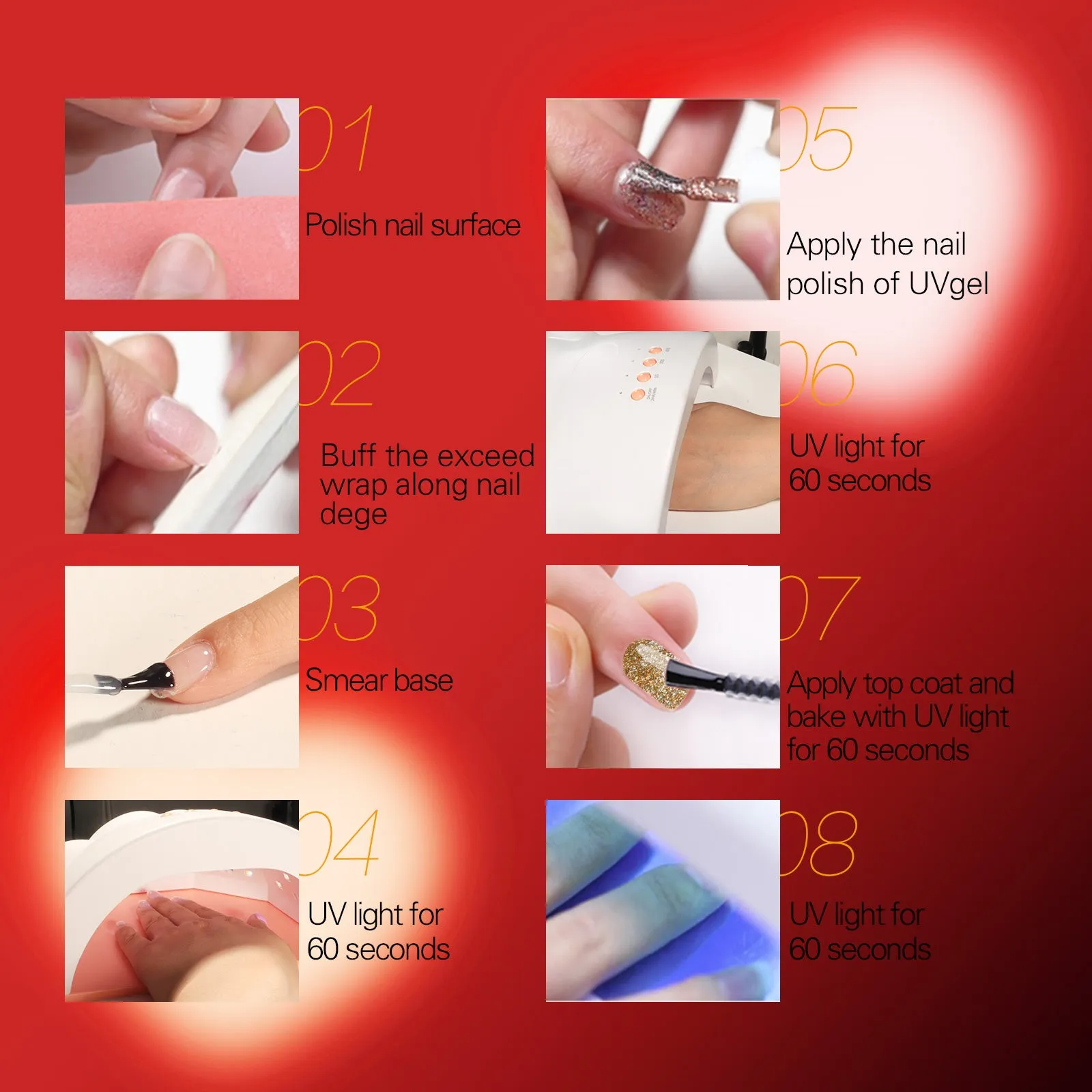 Aliver gel nail polish set, Love Express with top and base coat - 6 Colors
