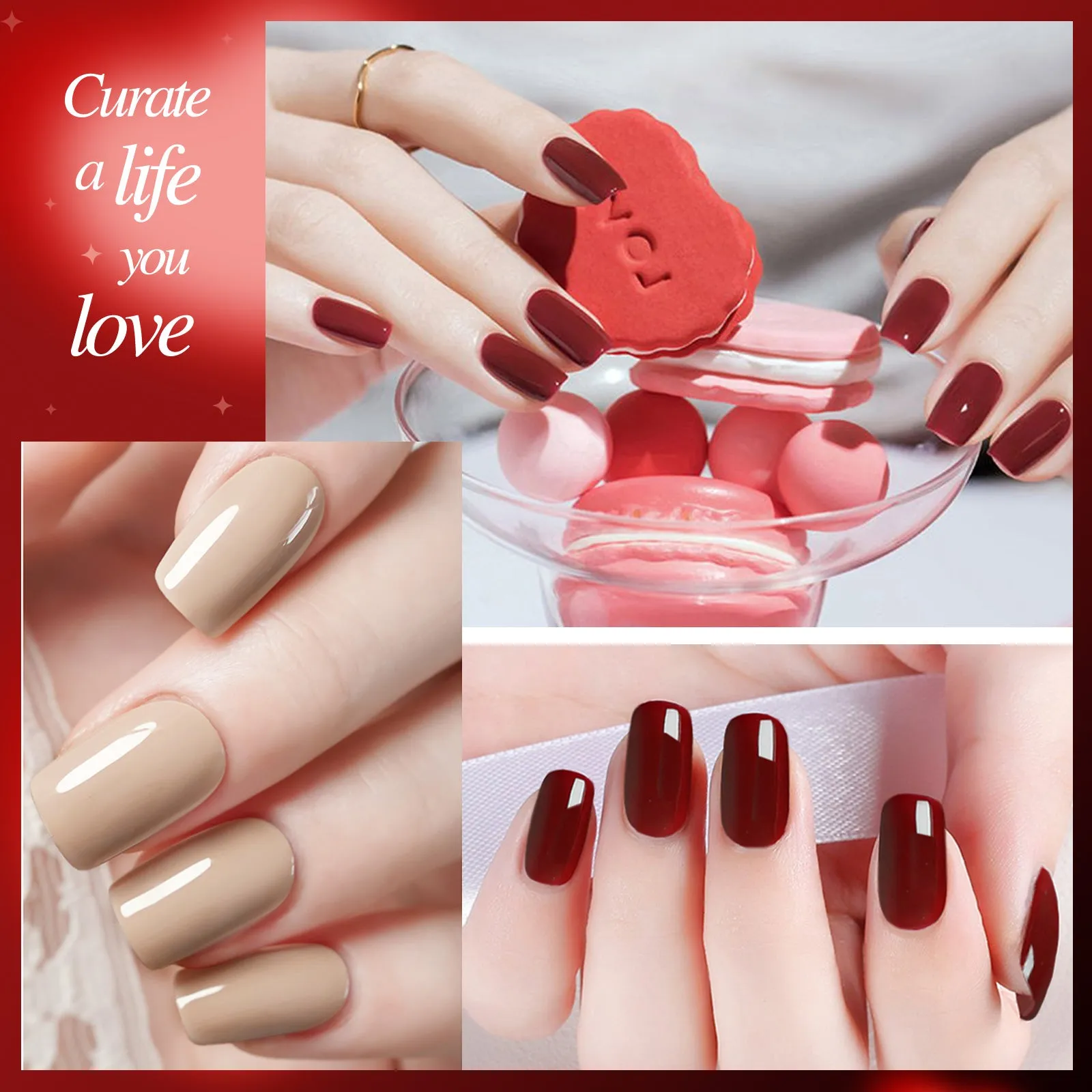 Aliver gel nail polish set, Love Express with top and base coat - 6 Colors