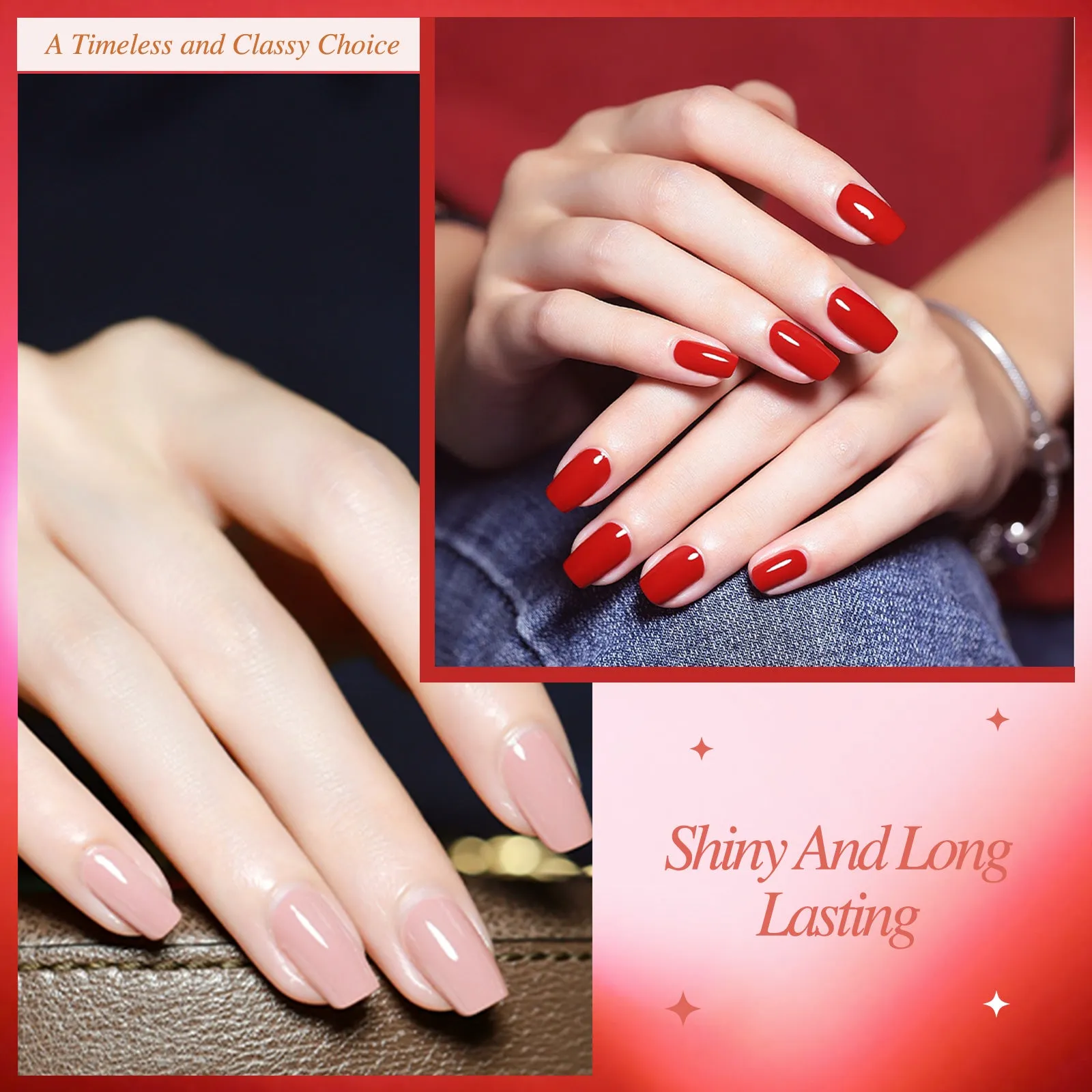 Aliver gel nail polish set, Love Express with top and base coat - 6 Colors
