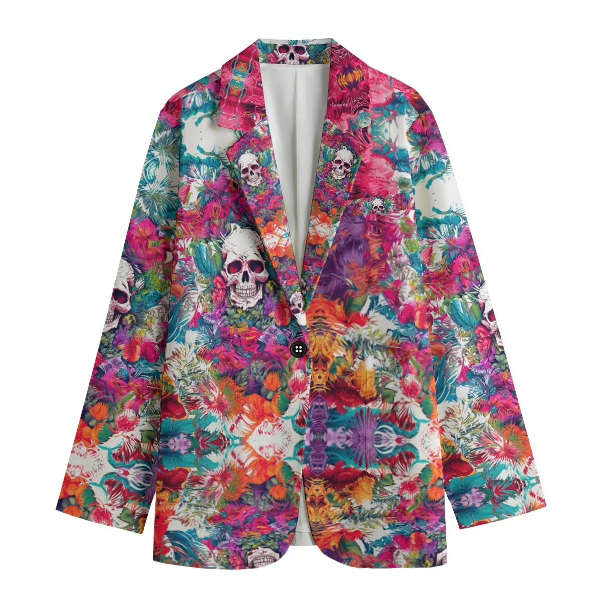All-Over Print Women's Leisure Blazer | 245GSM Cotton summer vibes skull print