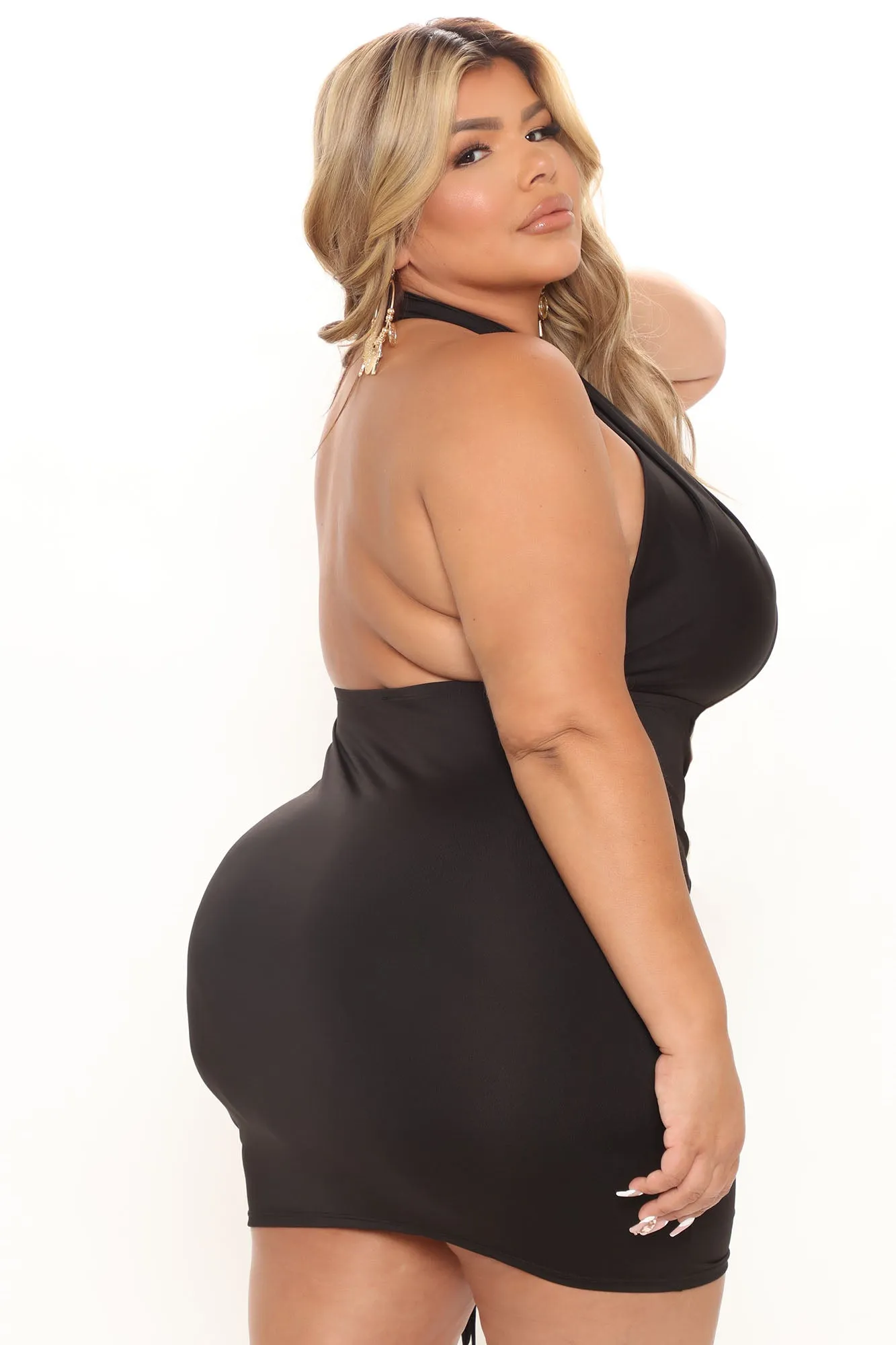 Always Out Ruched Mini Dress - Black
