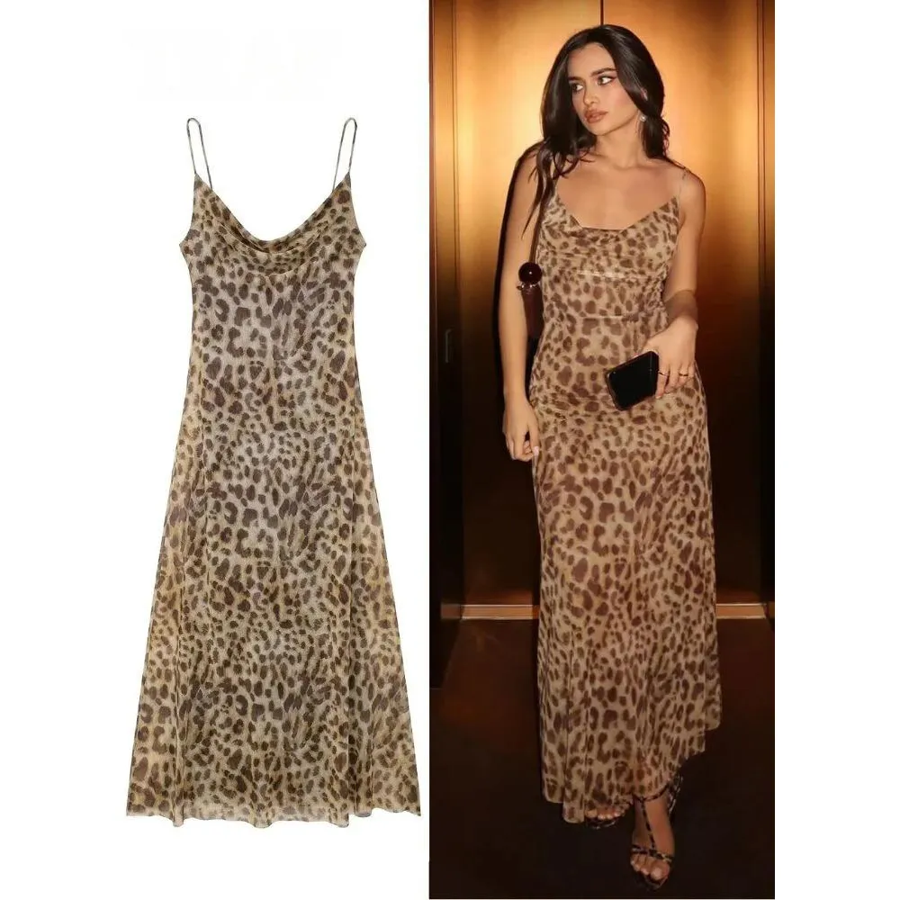 Anabella Dress - Vintage Leopard Backless Summer Dress