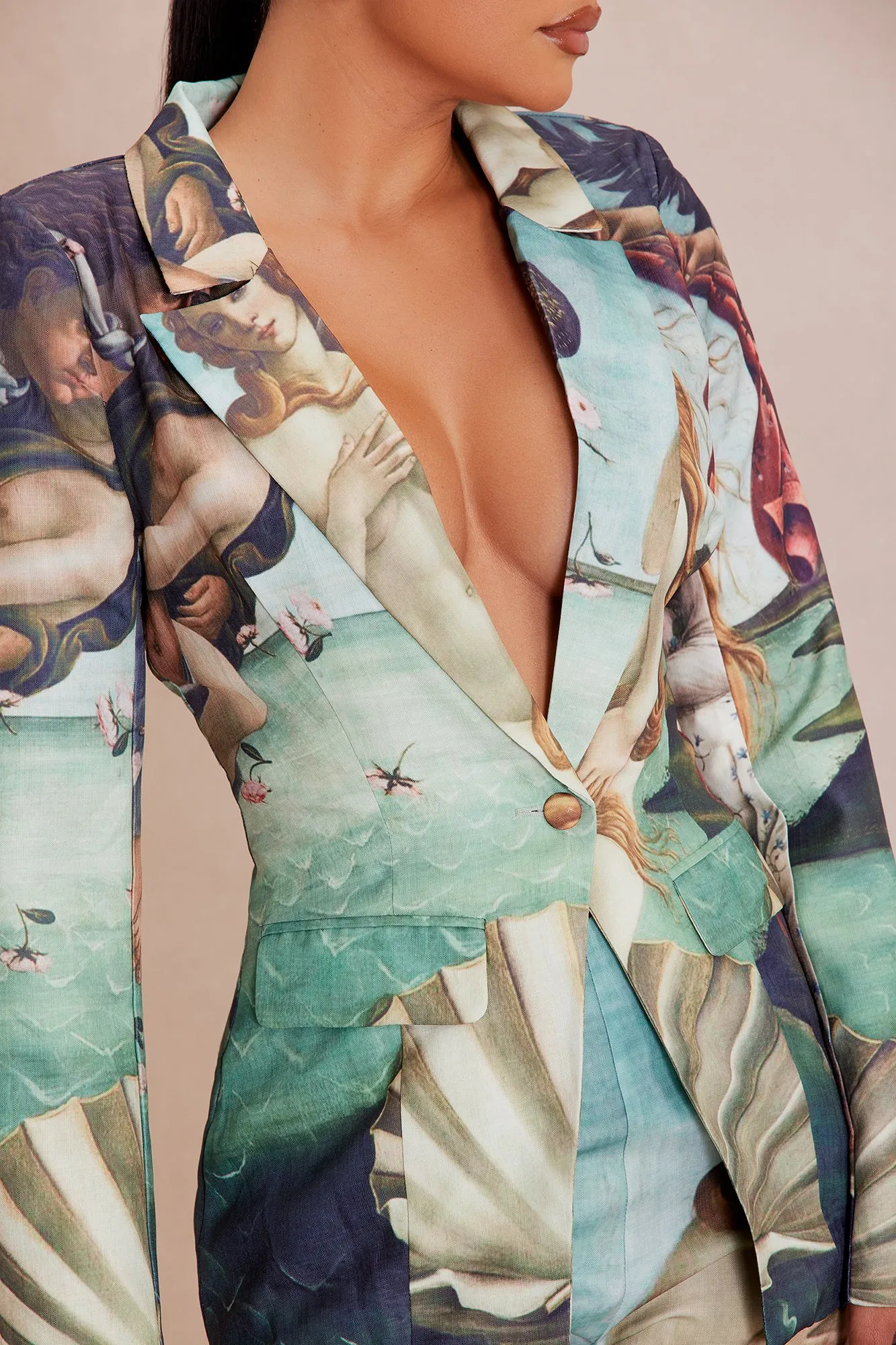 Ancient Art Blazer Suit Set - Multi Color