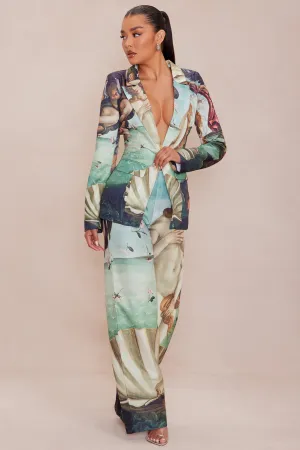 Ancient Art Blazer Suit Set - Multi Color