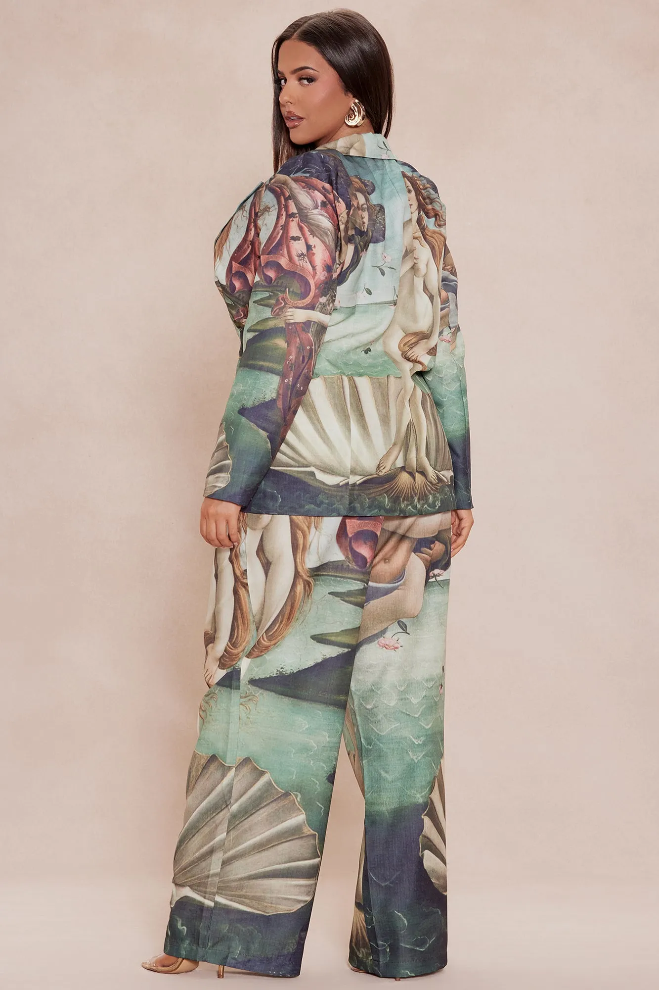 Ancient Art Blazer Suit Set - Multi Color