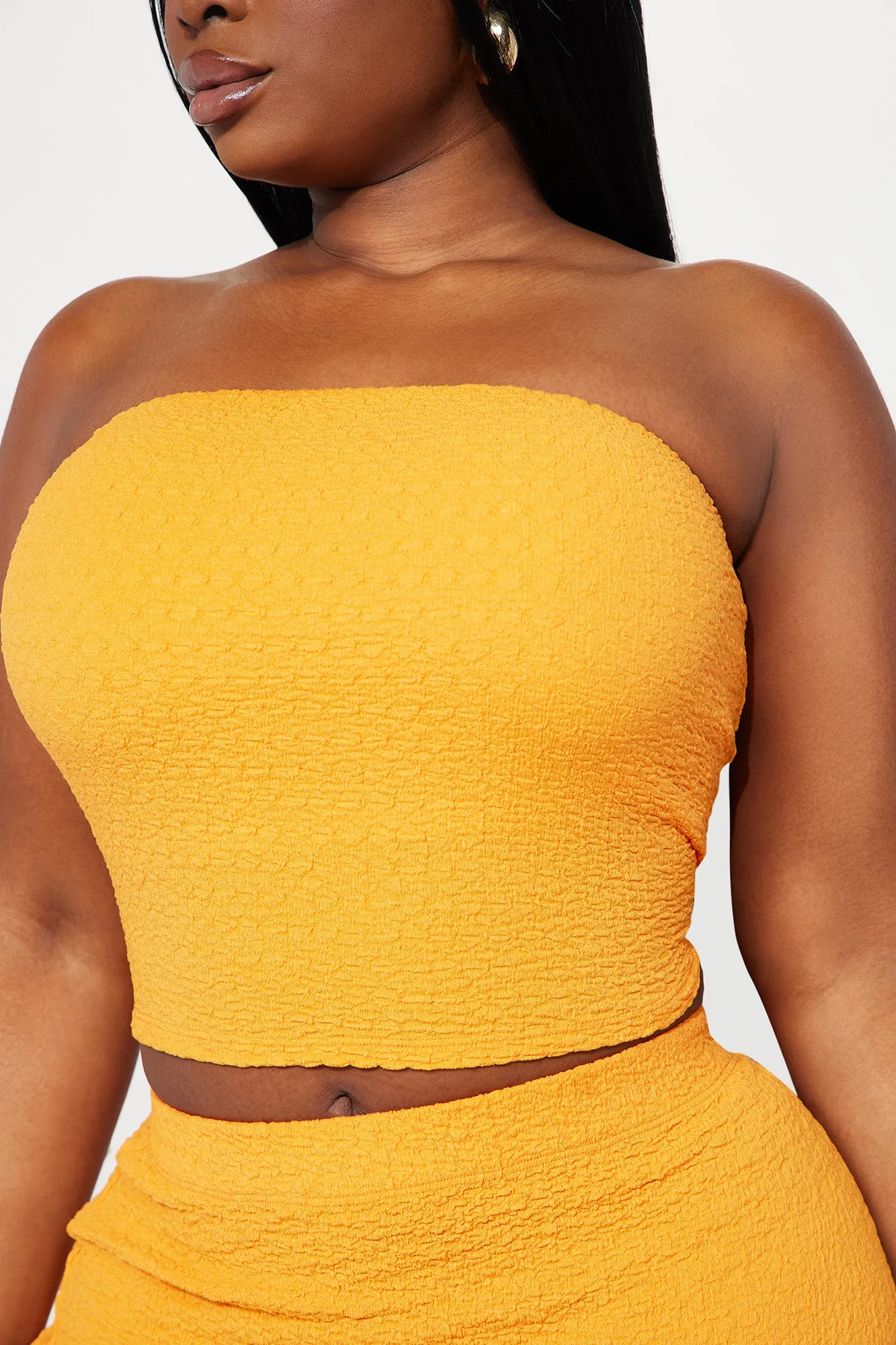 Anything For You Textured Skirt Set - Orange