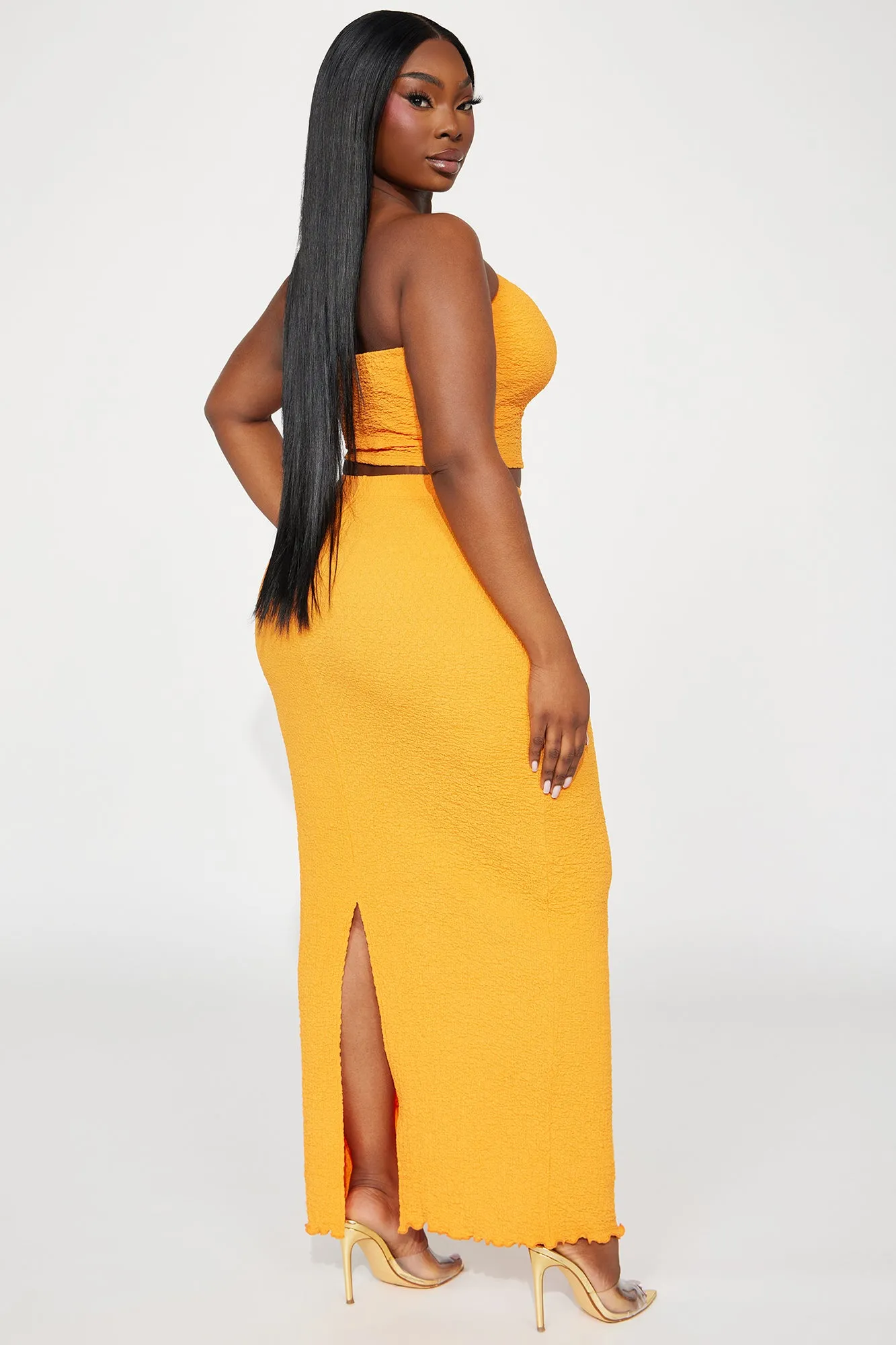 Anything For You Textured Skirt Set - Orange