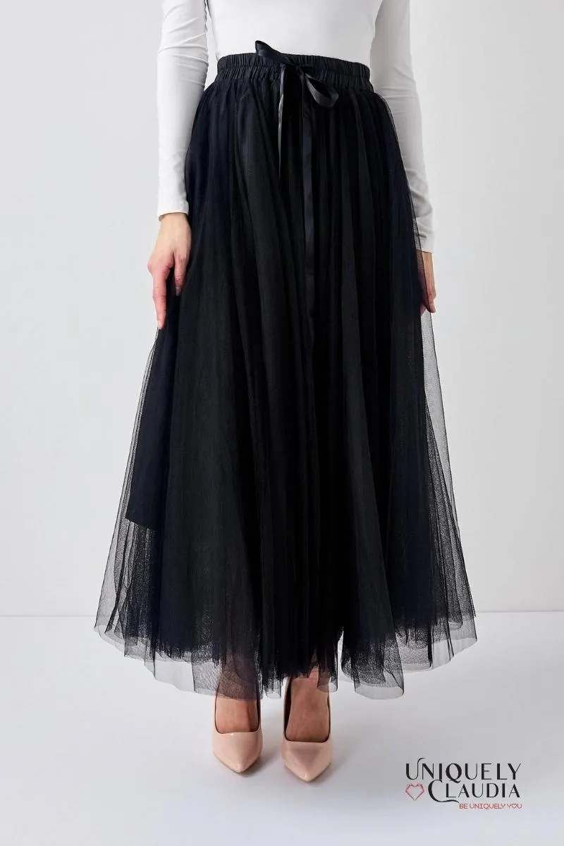 Aria Black Tulle Maxi Skirt