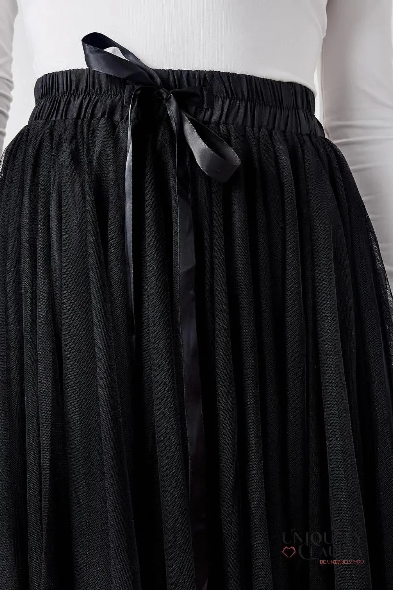 Aria Black Tulle Maxi Skirt