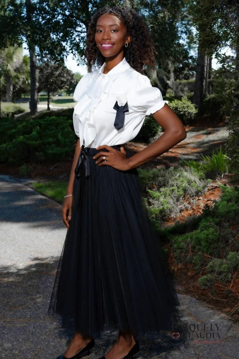 Aria Black Tulle Maxi Skirt