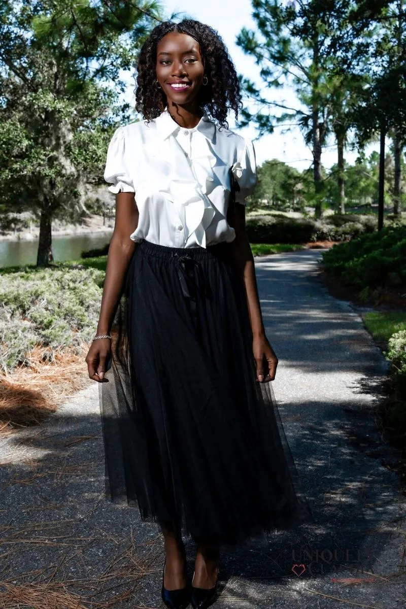 Aria Black Tulle Maxi Skirt