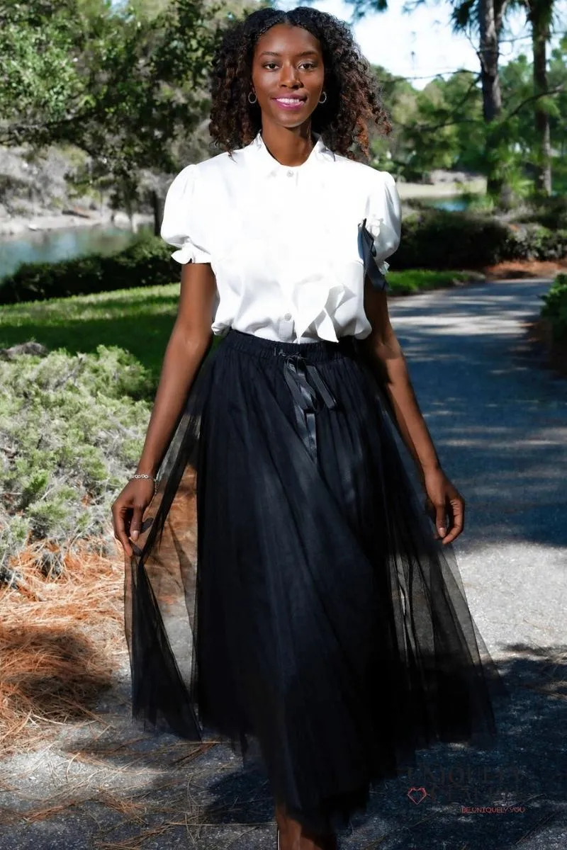 Aria Black Tulle Maxi Skirt