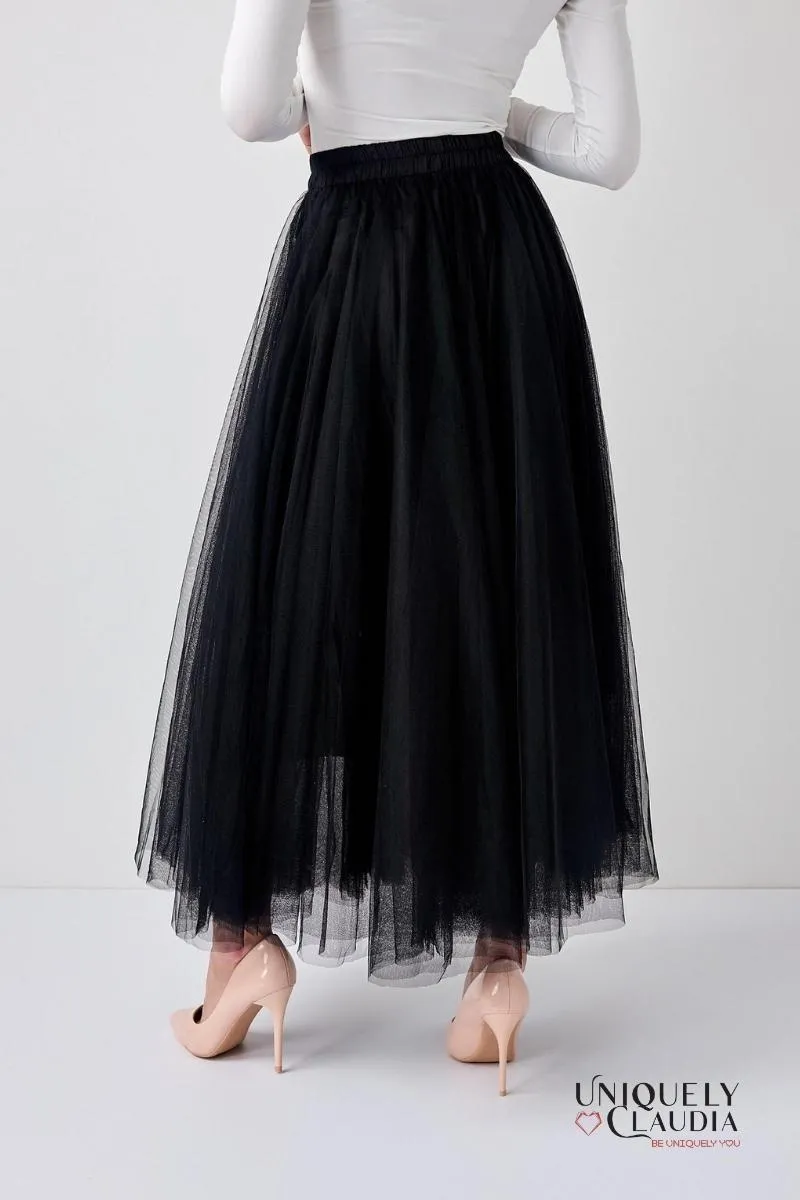 Aria Black Tulle Maxi Skirt