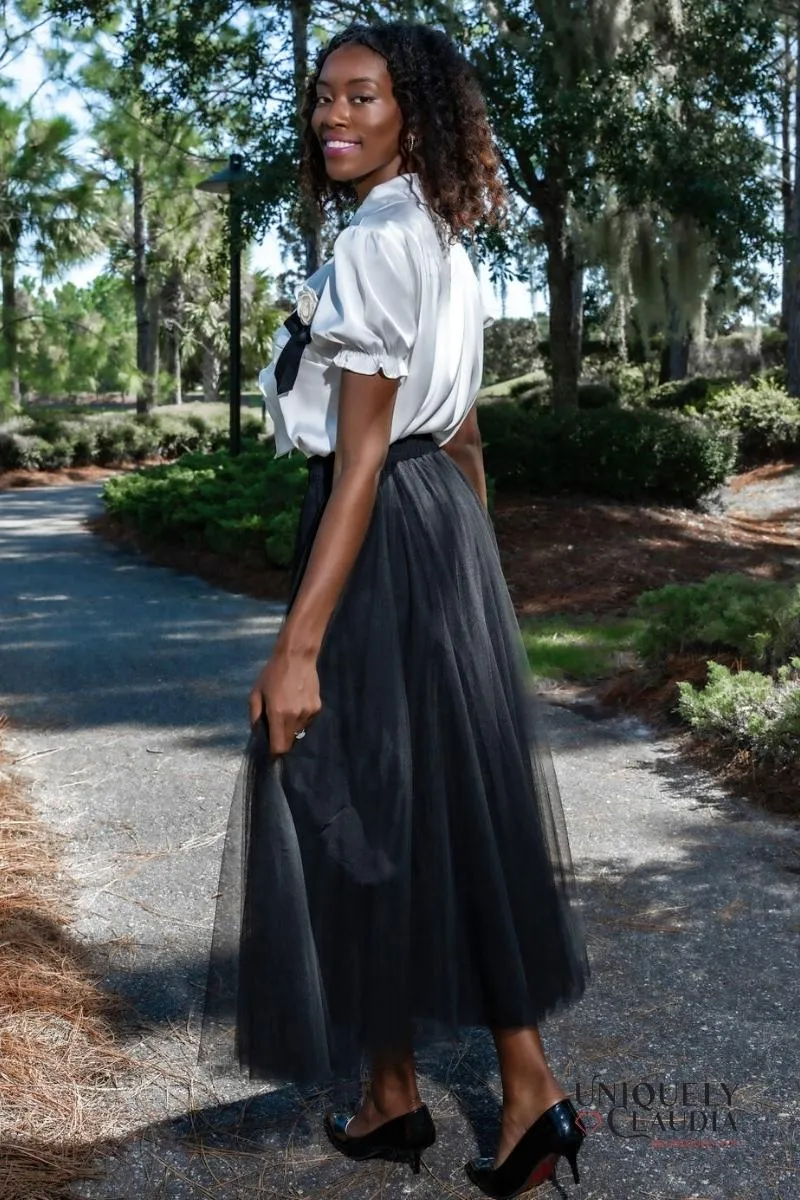 Aria Black Tulle Maxi Skirt