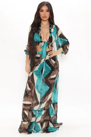Believe In Us Maxi Skirt Set - Teal/combo