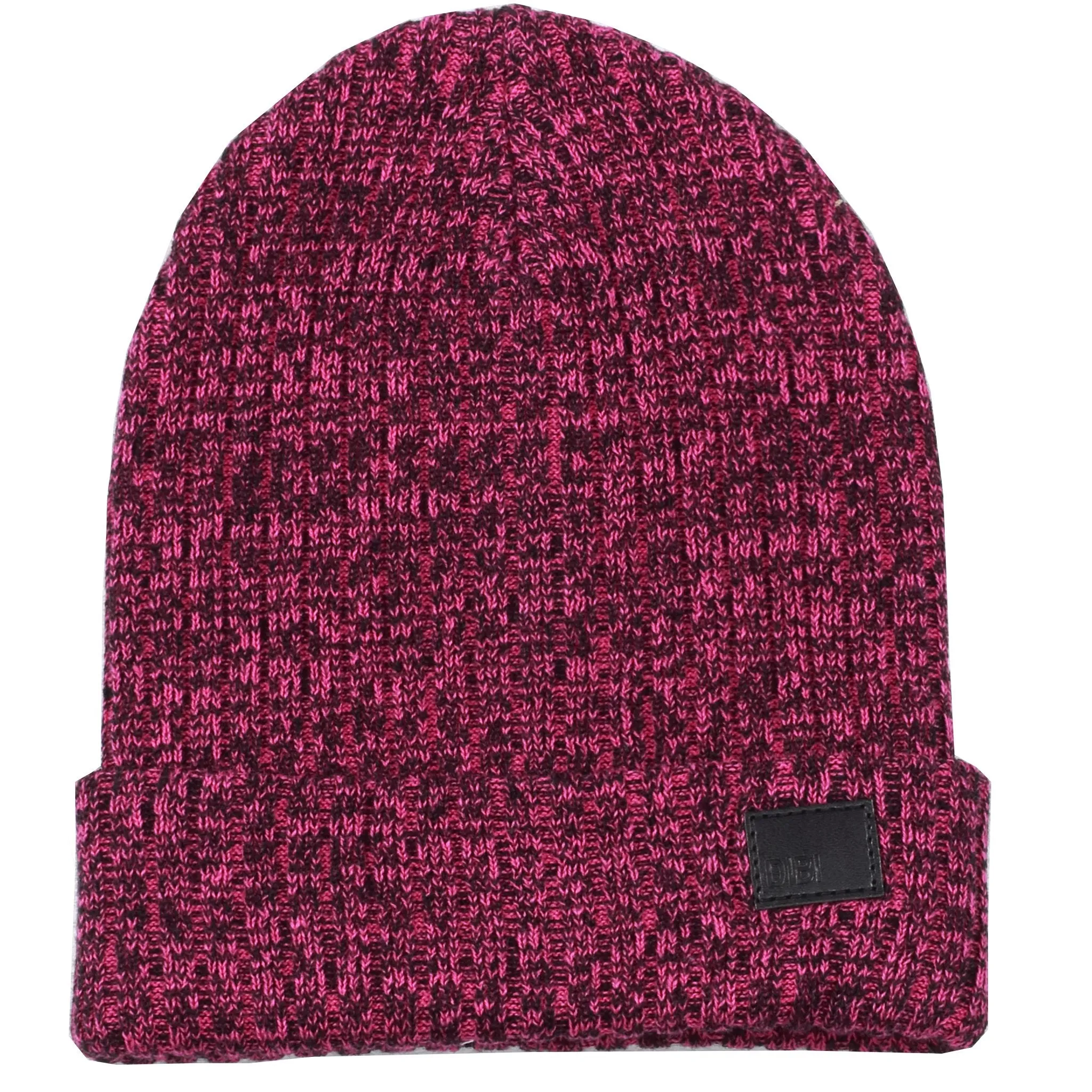 Black & Neon Pink Melange Beanie