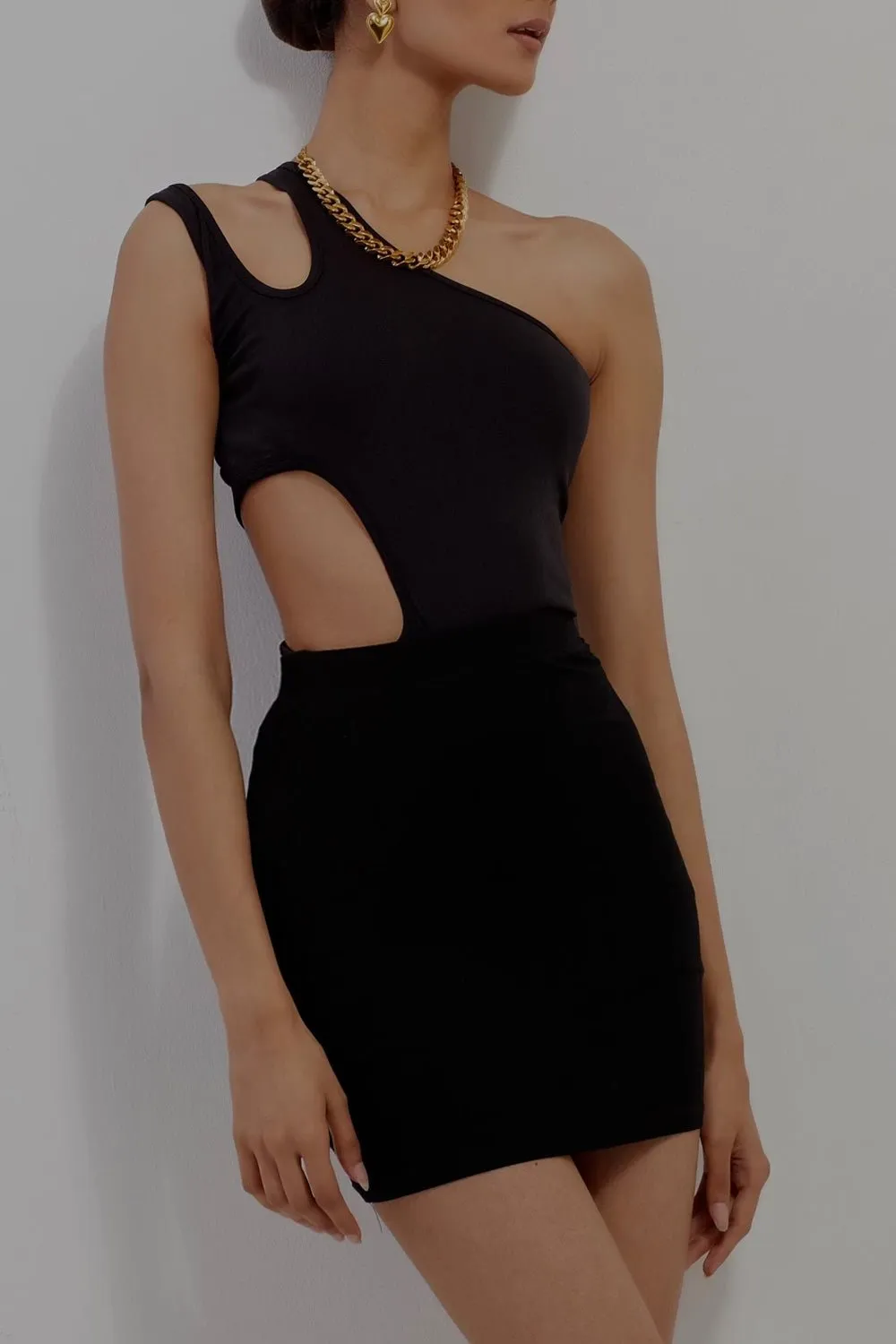 Black Side Cut Out Bodysuit