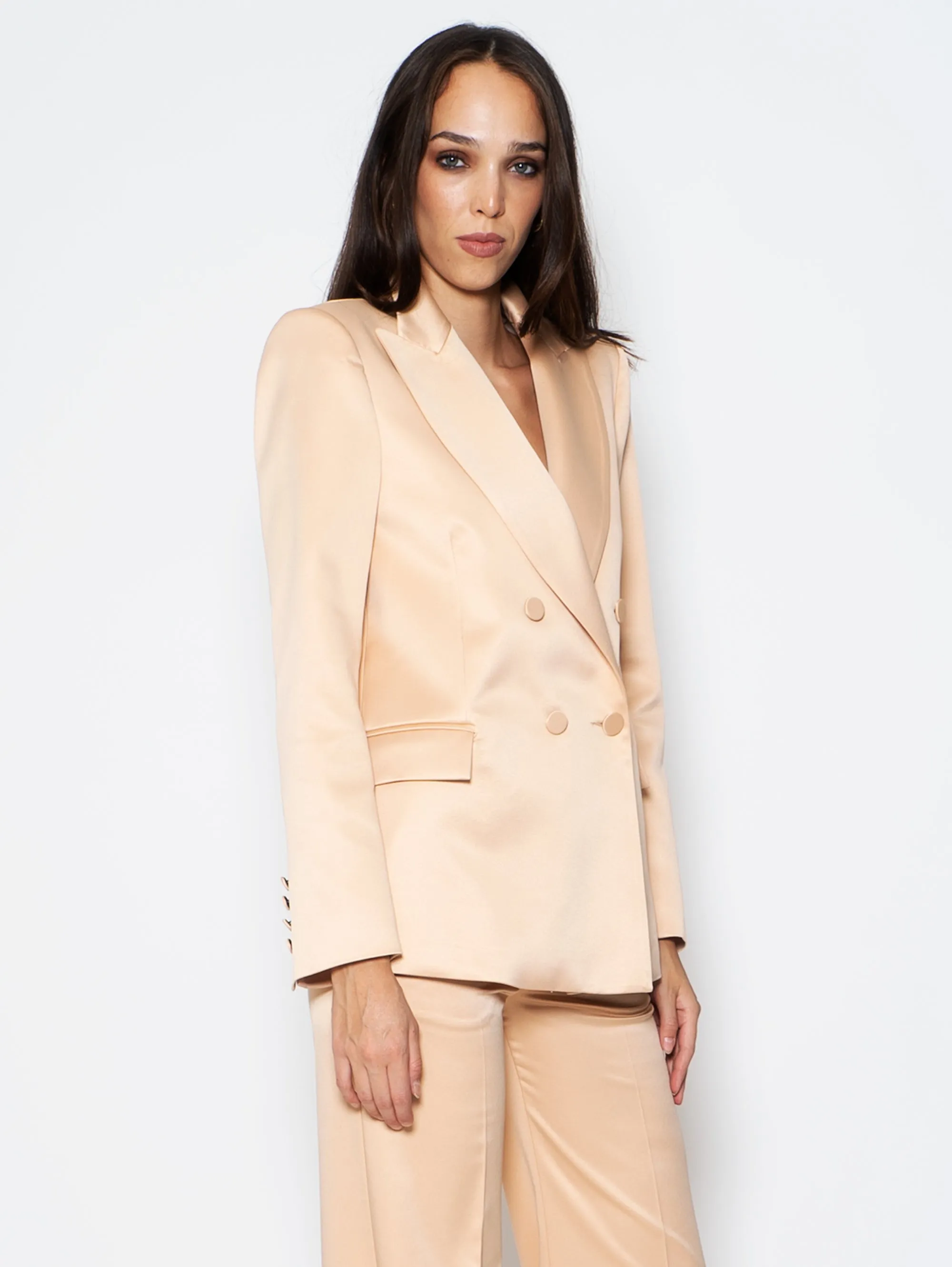 Blazer Doppio Petto in Raso Champagne