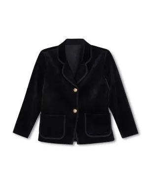 blazer velvet gold buttons - black