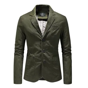 Blazer vintage de couleur unie à revers pour hommes