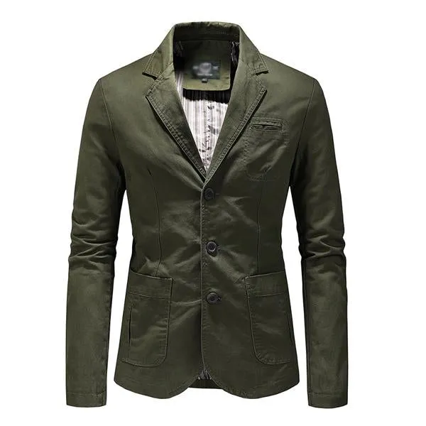 Blazer vintage de couleur unie à revers pour hommes