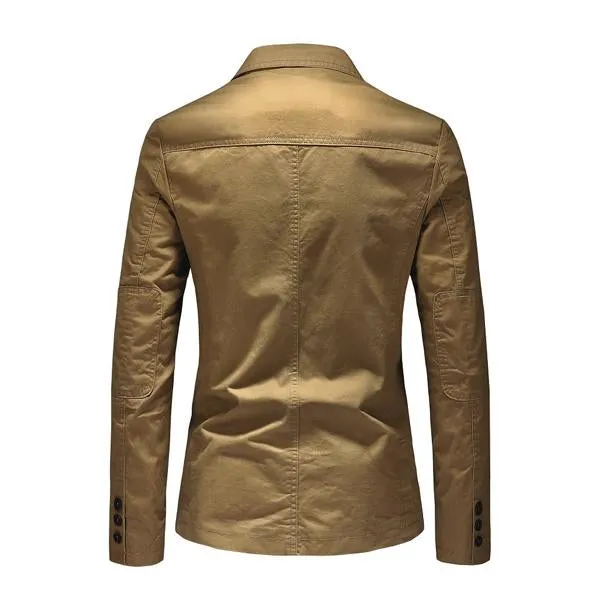 Blazer vintage de couleur unie à revers pour hommes