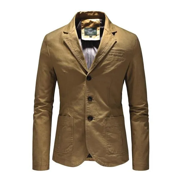 Blazer vintage de couleur unie à revers pour hommes