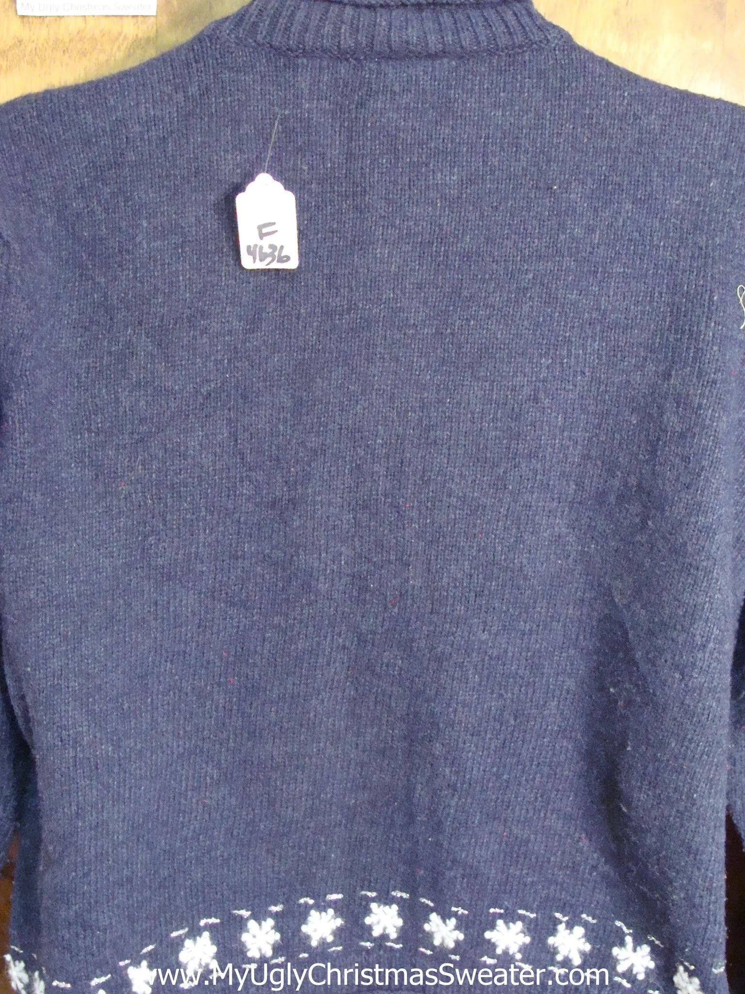 Blue Ugly Christmas Sweater with Snowmen and Skates