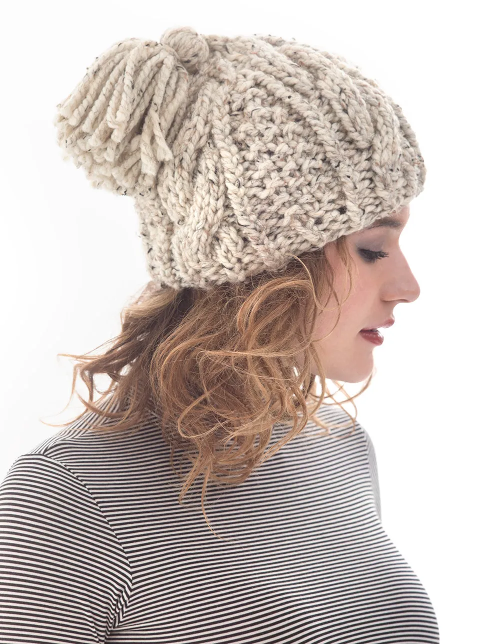 Cabled Tassel Hat Pattern (Knit)