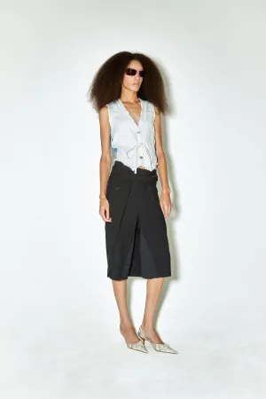 CHINZ gilet blue side strip on white denim