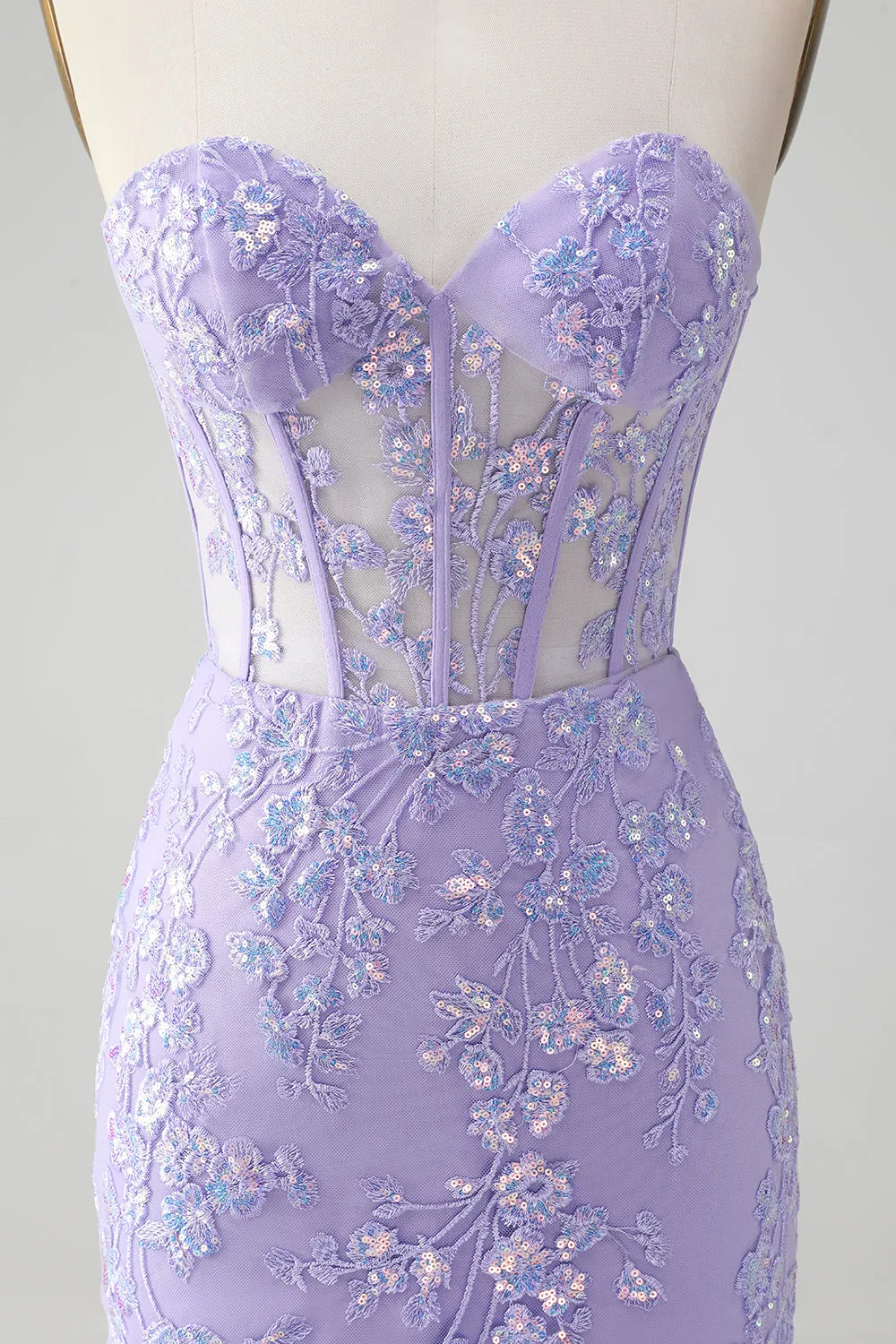 Classy Fuchsia Bodycon Strapless Corset Short Homecoming Dress with Sequins