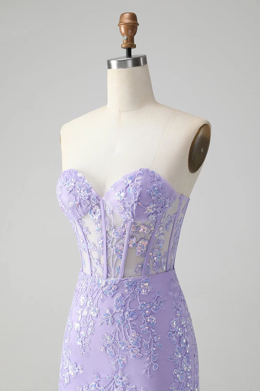 Classy Fuchsia Bodycon Strapless Corset Short Homecoming Dress with Sequins