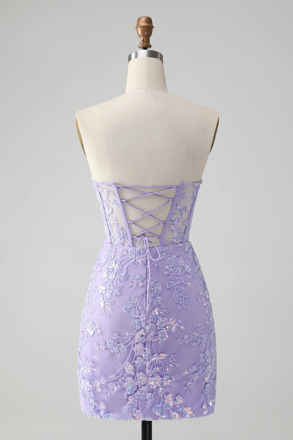Classy Fuchsia Bodycon Strapless Corset Short Homecoming Dress with Sequins