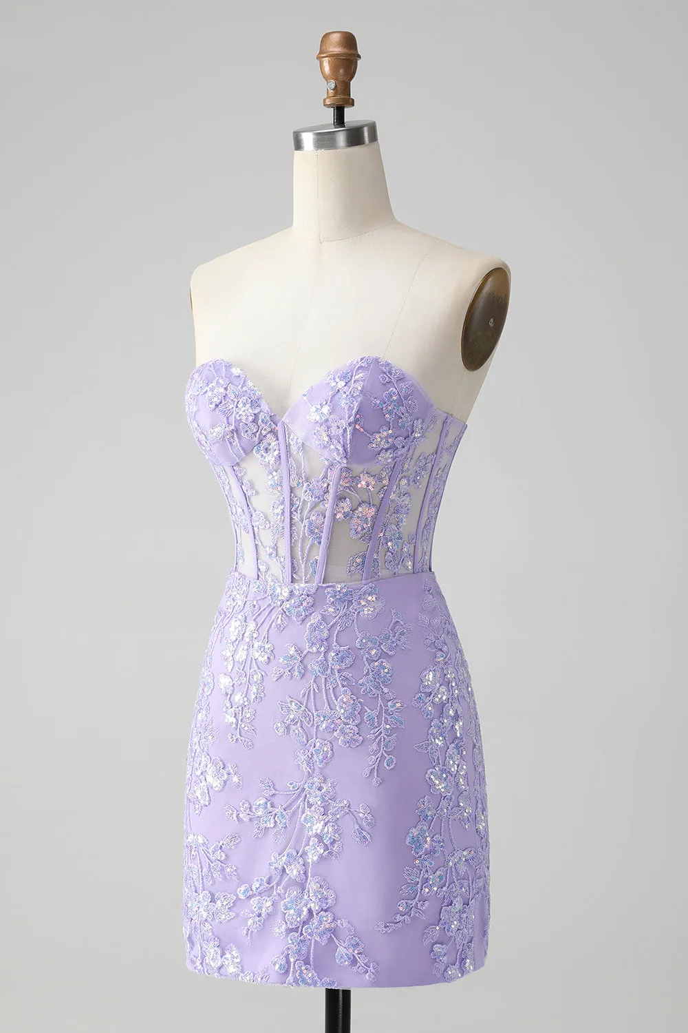Classy Fuchsia Bodycon Strapless Corset Short Homecoming Dress with Sequins