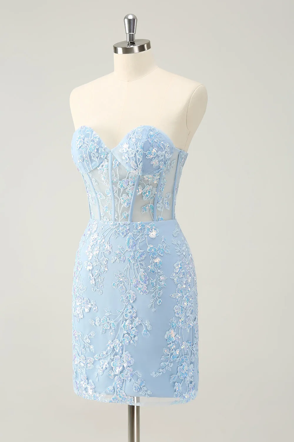 Classy Fuchsia Bodycon Strapless Corset Short Homecoming Dress with Sequins