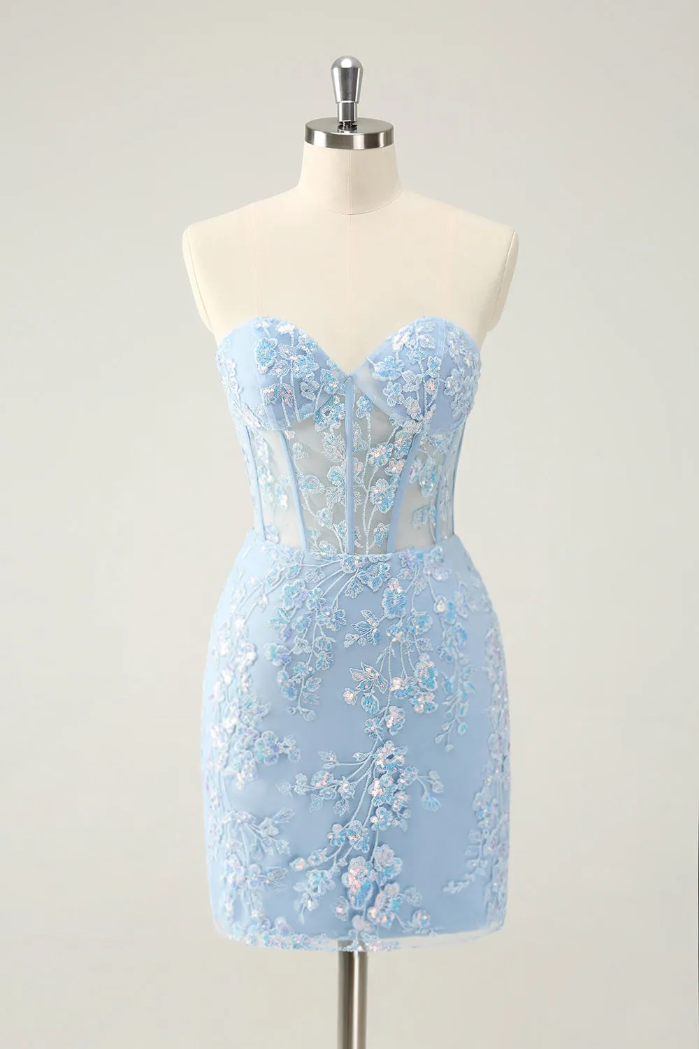 Classy Fuchsia Bodycon Strapless Corset Short Homecoming Dress with Sequins