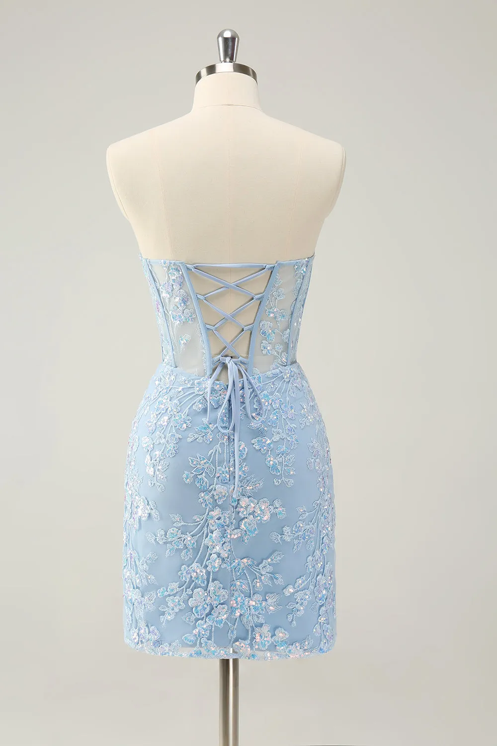 Classy Fuchsia Bodycon Strapless Corset Short Homecoming Dress with Sequins