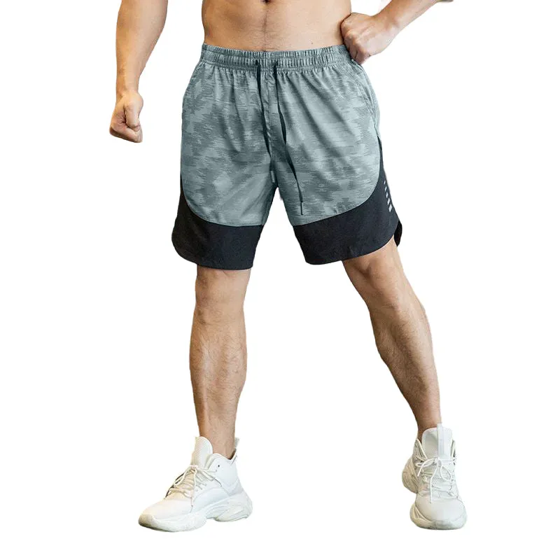 Color-Blocked Breathable Mid-Waist Five-Point Shorts