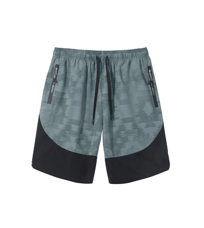 Color-Blocked Breathable Mid-Waist Five-Point Shorts