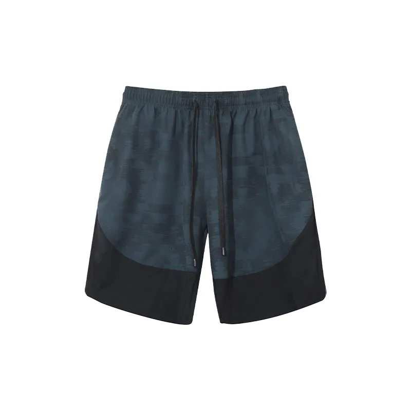Color-Blocked Breathable Mid-Waist Five-Point Shorts