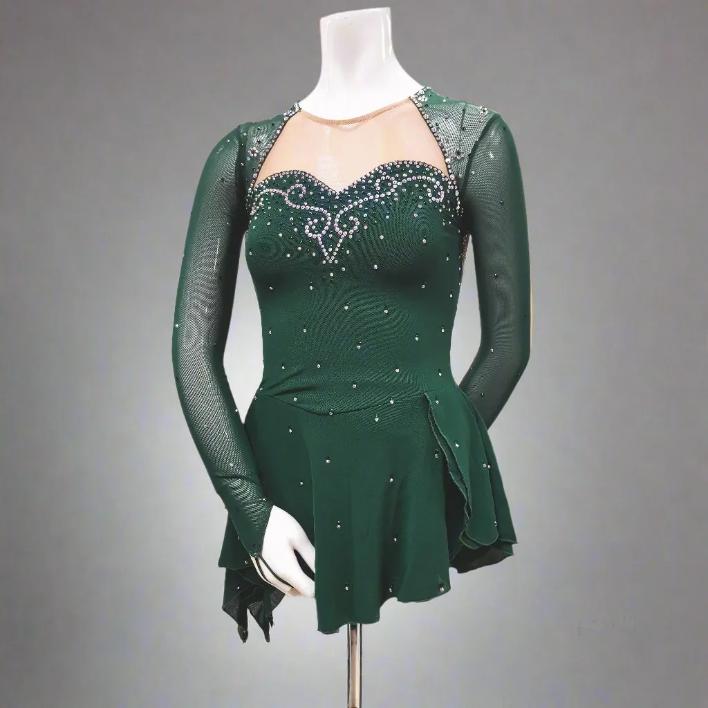 Competition Figure Skating Dress Irish Green Merida 100's AB Crystals BSU211