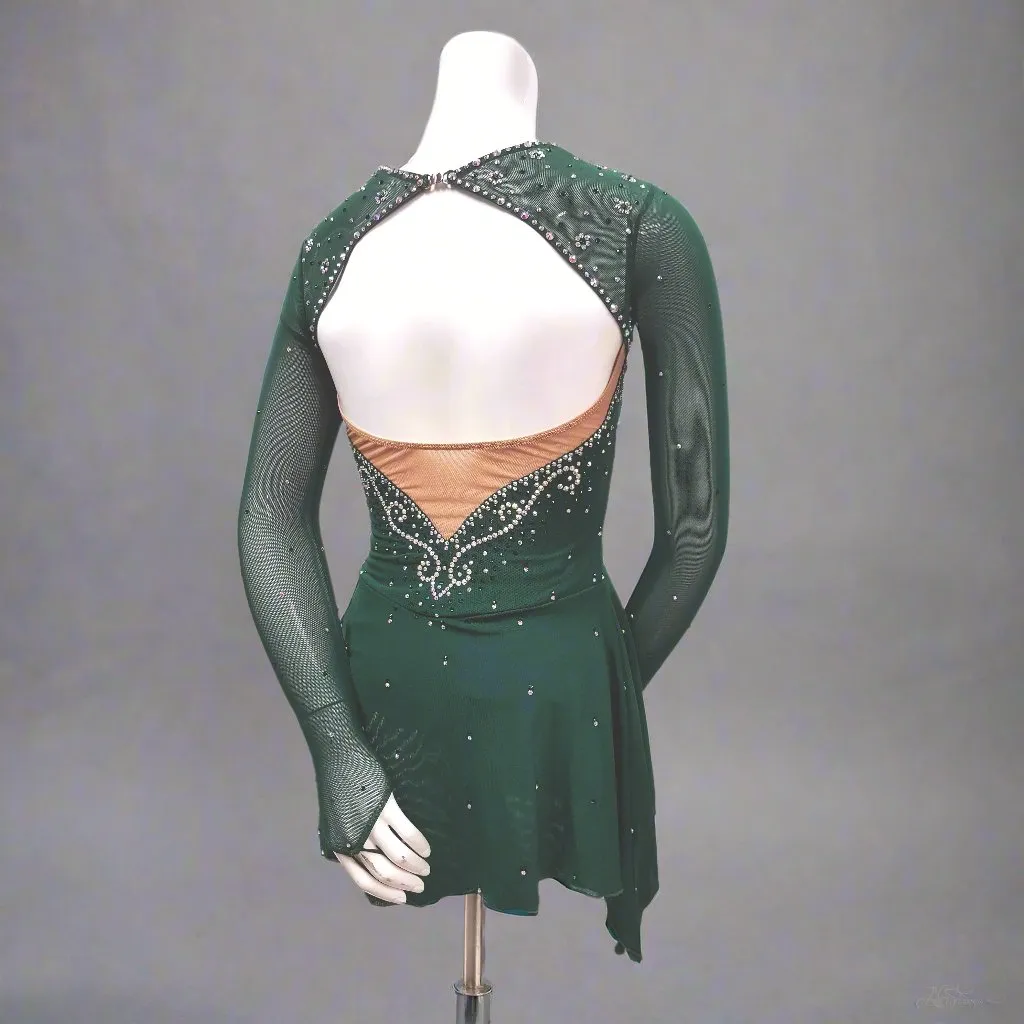 Competition Figure Skating Dress Irish Green Merida 100's AB Crystals BSU211
