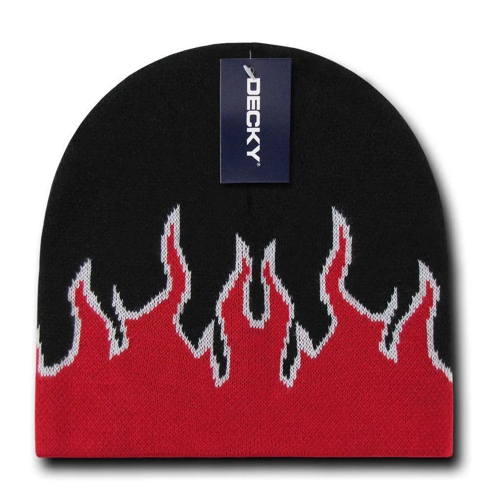 Decky Fire Flame Beanies Caps Hats Short Warm Winter Youth Boys Girls Kids