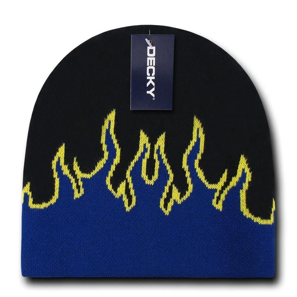 Decky Fire Flame Beanies Caps Hats Short Warm Winter Youth Boys Girls Kids