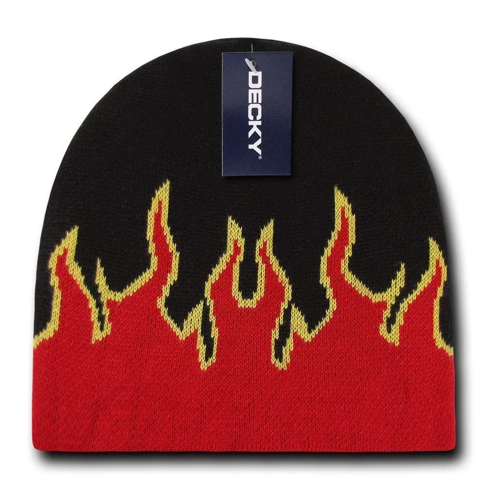 Decky Fire Flame Beanies Caps Hats Short Warm Winter Youth Boys Girls Kids